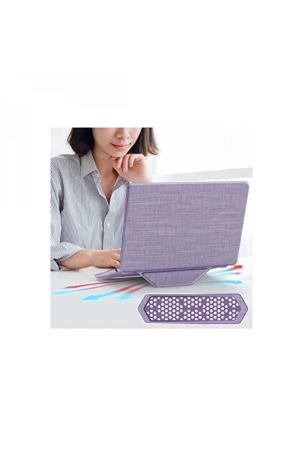 Ceptetoptan Macbook Ai̇r 13.6 Macbook Kumaş Kapak - Mor