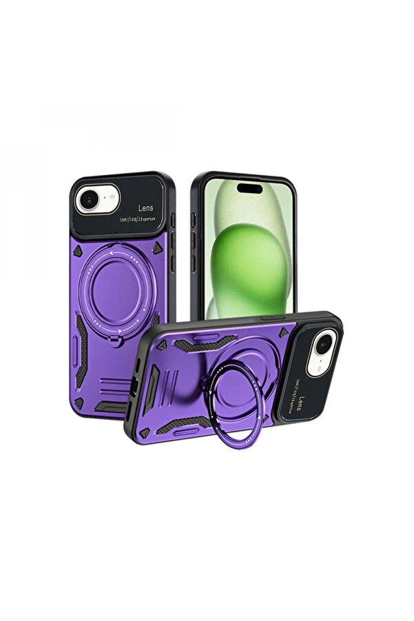 Byhodi̇ İphone 16E Kılıf Joy Lens Standlı Kapak - Mor