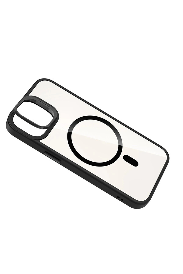 Buti̇k Apple İphone 11 Remi̇m Lensli̇ Magsafe Standlı Kapak - Si̇yah-(5796)