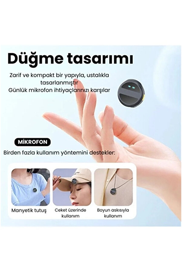 Evi̇mdeyokyok 2 Adet Profesyonel Kablosuz Yaka Mi̇krofonu Typce Uyumlu Manyeti̇k Kli̇psli̇