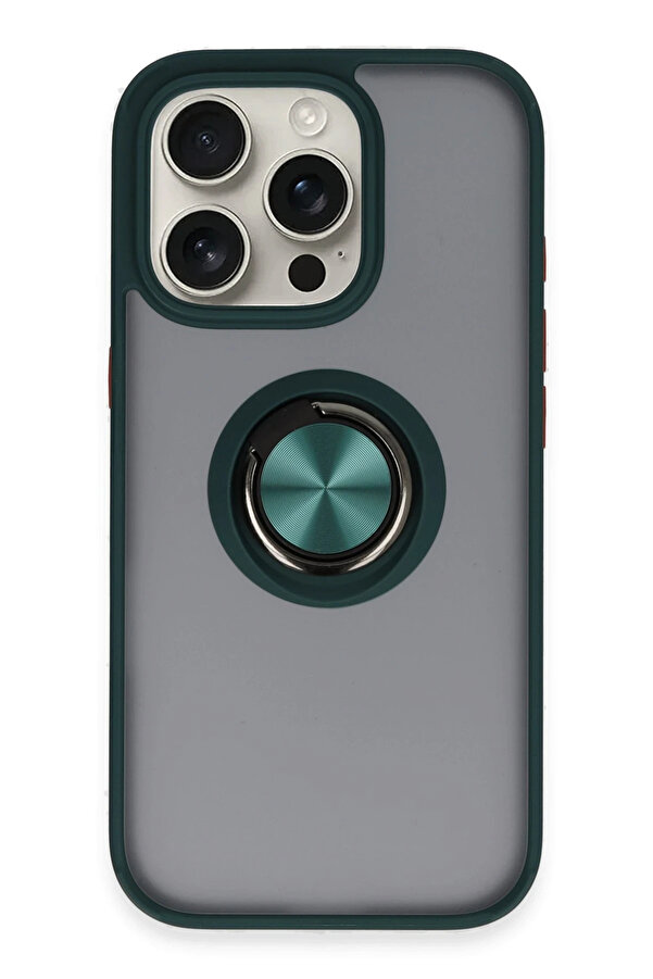 Buti̇k Harmonyaura İphone 16 Pro Max Kılıf Montreal Yüzüklü Si̇li̇kon Kapak - Yeşi̇l