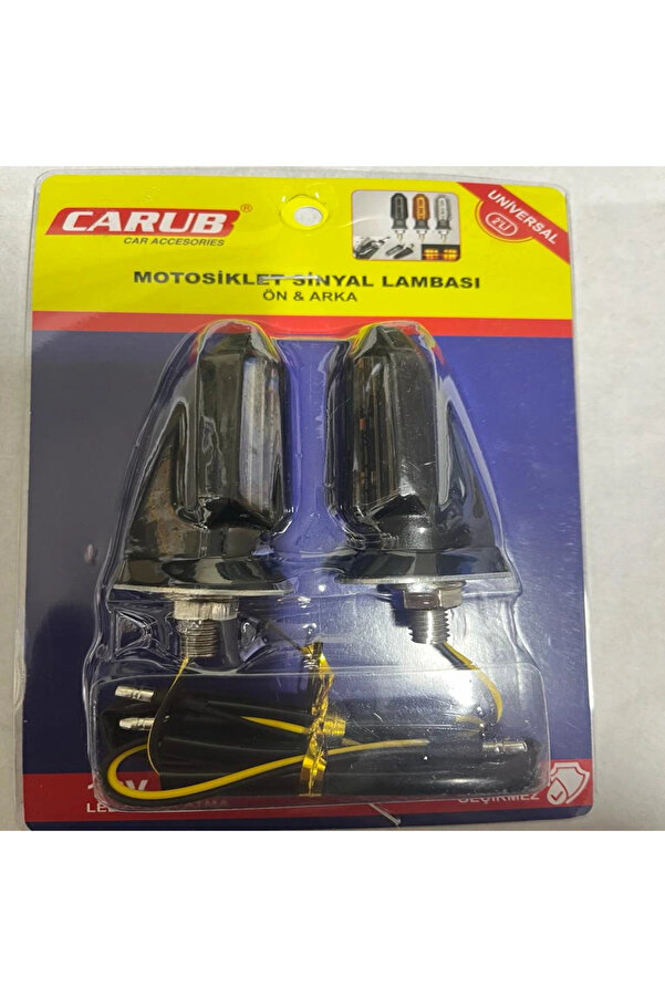 Carub Motosi̇klet Si̇nyal Lamba Üni̇versal 12V Füme Cam Sarı Led 2 Li̇