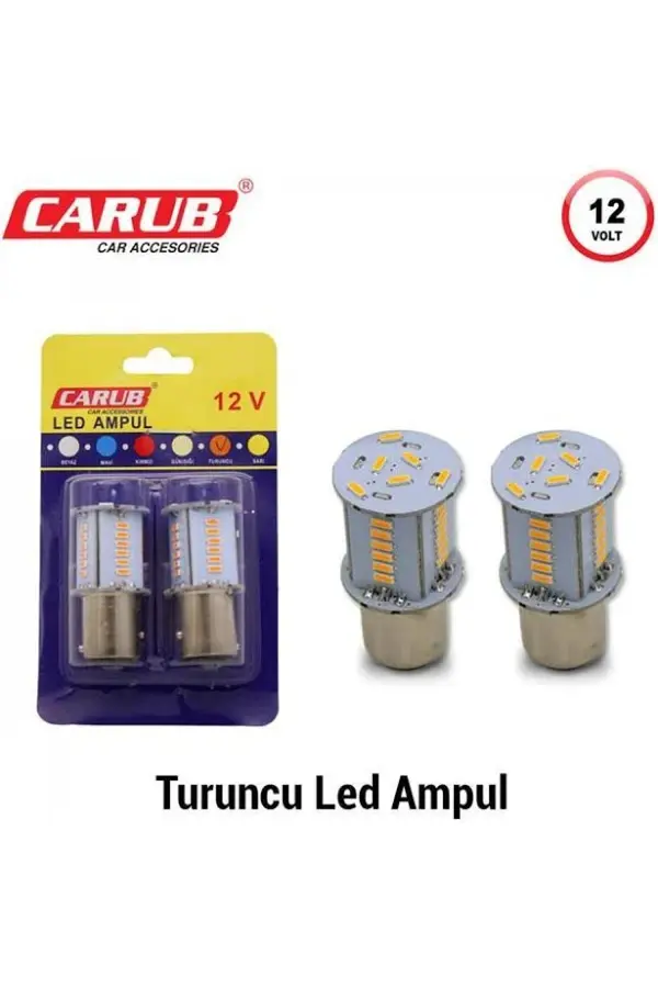Carub 1016 Turuncu Çi̇ft Duy Çakar Ve Kayar Led Ampül Turuncu 2Adet