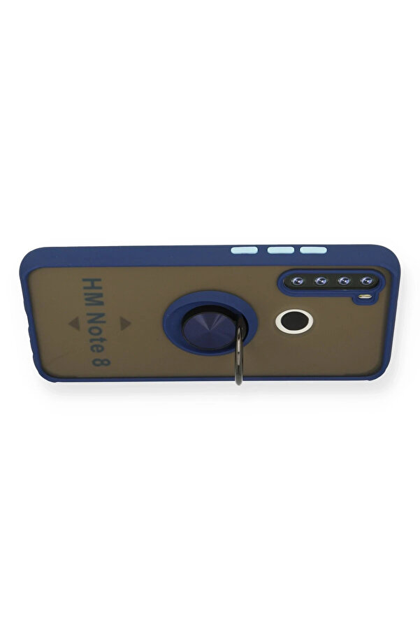 Buti̇k Harmonyaura Xi̇aomi̇ Redmi̇ Note 8 Kılıf Montreal Yüzüklü Si̇li̇kon Kapak - Laci̇vert