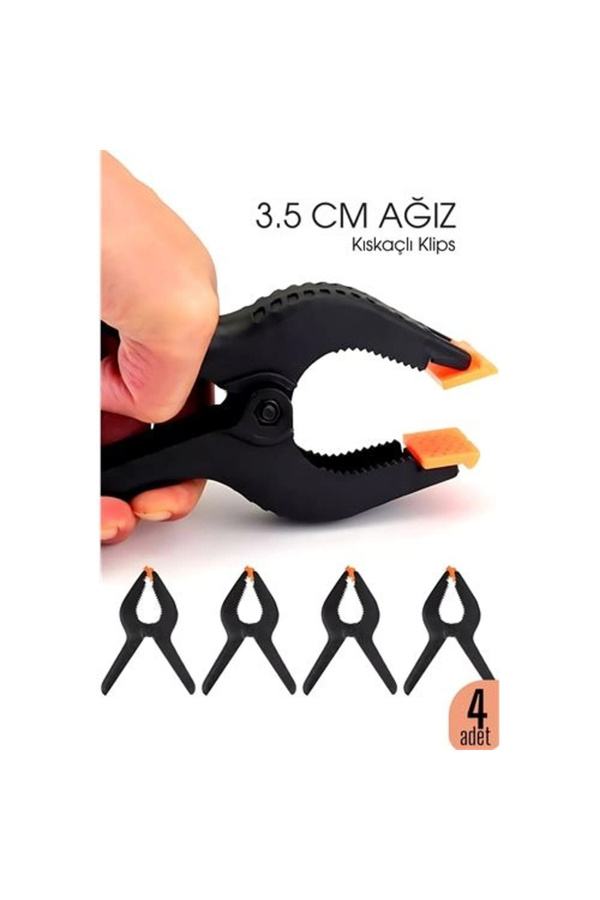 Buti̇k Kıskaç Kli̇ps Yaylı Işken Ce Plasti̇k Kelepçe Güçlü Mafsallı Çene 3 İnç 3.5 Cm Ağız