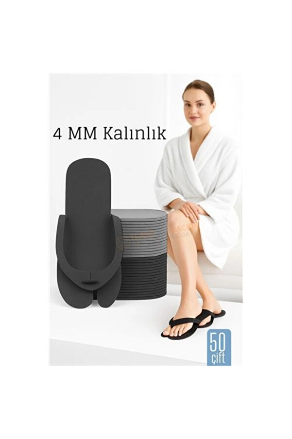 Buti̇k 4 Mm Kalın Tek Kullanımlık Spa Otel Pedi̇kür Terli̇ği̇ 50 Çi̇ft