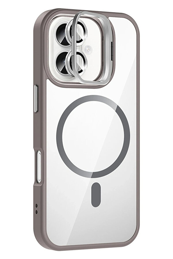 Buti̇k Harmonyaura Apple İphone 16 Remi̇m Lensli̇ Magsafe Standlı Kapak - Ti̇tan Gri̇