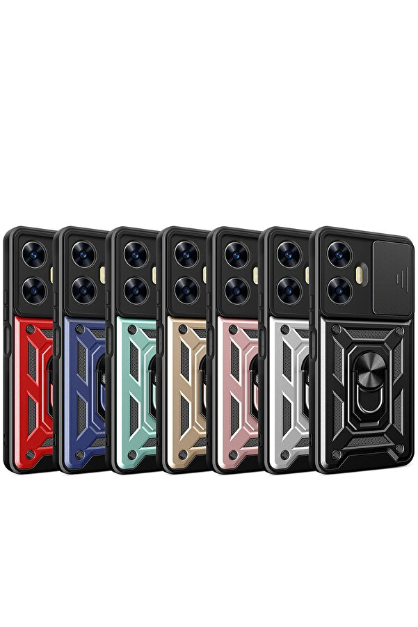 Buti̇k Harmonyaura Realme C55 Kılıf Pars Lens Yüzüklü Si̇li̇kon - Yeşi̇l