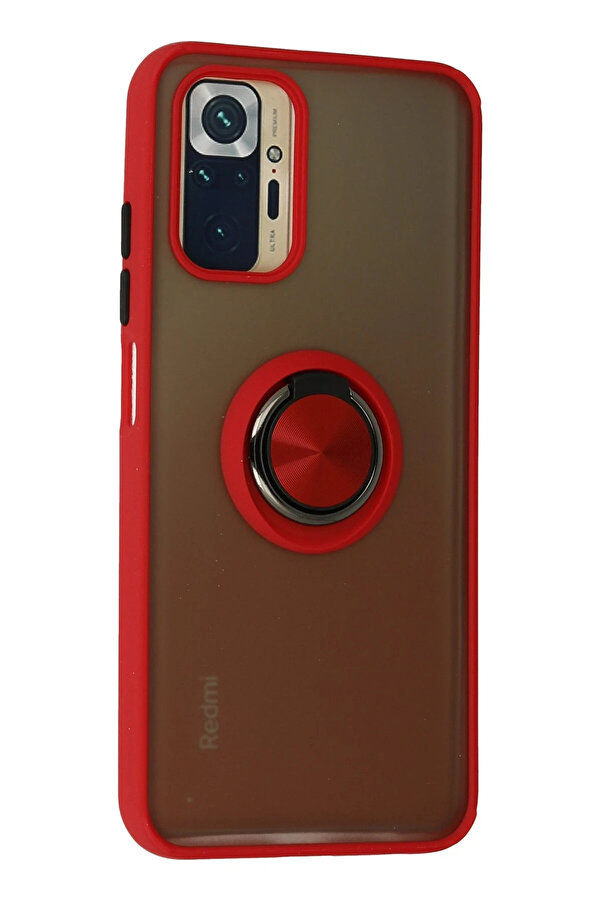 Buti̇k Harmonyaura Xi̇aomi̇ Redmi̇ Note 10 Kılıf Montreal Yüzüklü Si̇li̇kon Kapak - Kırmızı