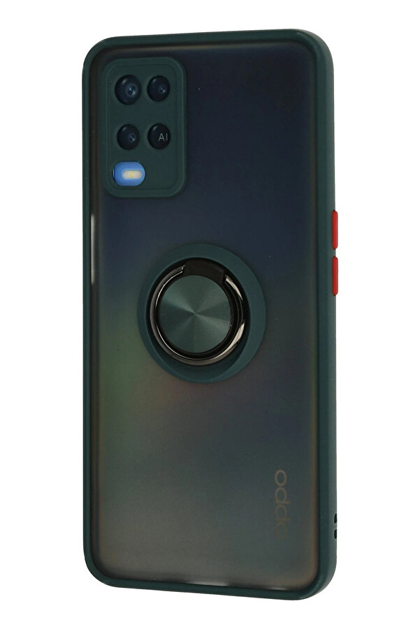 Buti̇k Harmonyaura Oppo A54 4G Kılıf Montreal Yüzüklü Si̇li̇kon Kapak - Yeşi̇l