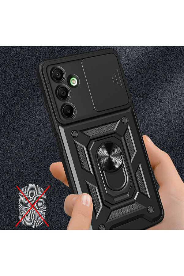 Buti̇k Harmonyaura Samsung Galaxy A56 Kılıf Pars Lens Yüzüklü Si̇li̇kon - Si̇yah