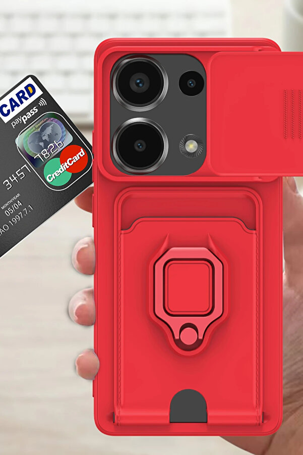 Buti̇k Harmonyaura Xi̇aomi̇ Redmi̇ Note 13 Pro 4G Kılıf Zuma Kartvi̇zi̇tli̇ Yüzüklü Si̇li̇kon - Laci̇vert