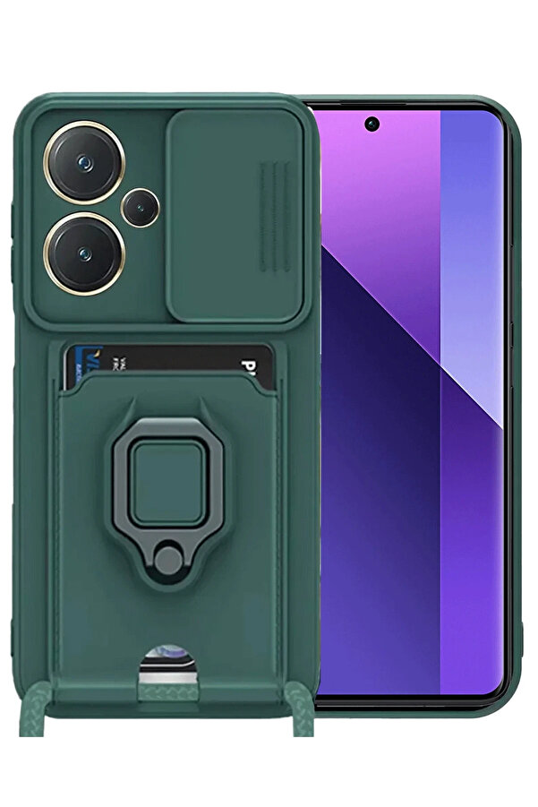 Buti̇k Harmonyaura Xi̇aomi̇ Redmi̇ Note 13 Pro Plus Kılıf Zuma Kartvi̇zi̇tli̇ Yüzüklü Si̇li̇kon - Yeşi̇l
