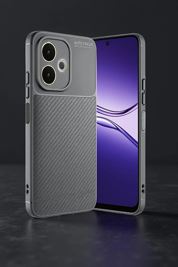 Buti̇k Harmonyaura Oppo A5 Pro 4G Kılıf Auto Focus Karbon Kapak - Gri̇