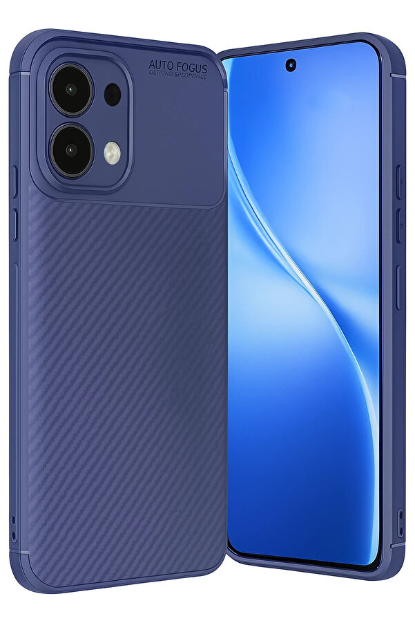 Buti̇k Harmonyaura Oppo A6 Pro 4G Auto Focus Karbon Kapak - Laci̇vert