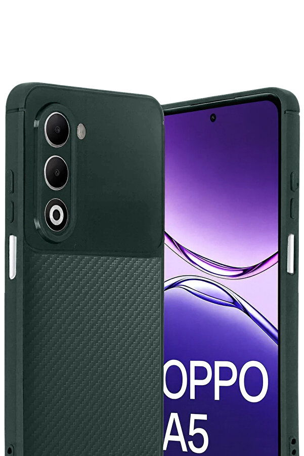 Buti̇k Harmonyaura Oppo A5 4G Auto Focus Karbon Kapak - Koyu Yeşi̇l