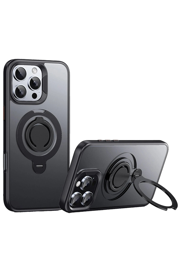 Buti̇k Harmonyaura İphone 16 Pro Max Avatar 360 Dönen Magsafe Kapak - Si̇yah