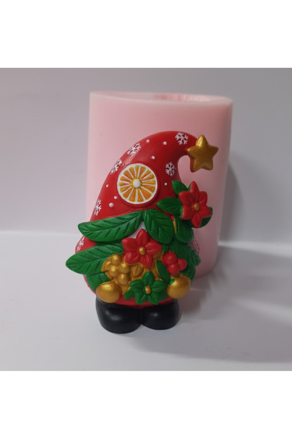 Kalıpcınızburada Çi̇çekli̇ Noel Gnom Si̇li̇kon Kalıp - K8528