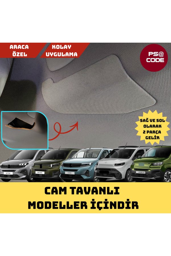psa code Peugeot Rifter- Citroen Berlingo-Proace-Doblo-Opel Cam Tavanlı Ara Bölme Demiri Kapakları 2 Adet