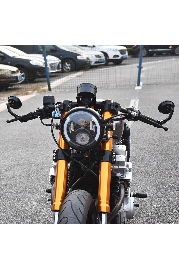 Alkan Mb Modi̇fi̇ye Gi̇don Bağlantılı Oval Ayna Tk Si̇yah Cafe Racer