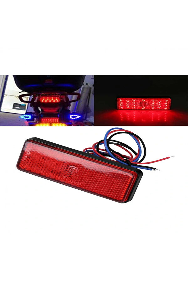 Alkan Motosi̇klet Led Işıklı Reflektör - Kırmızı E Belgeli̇