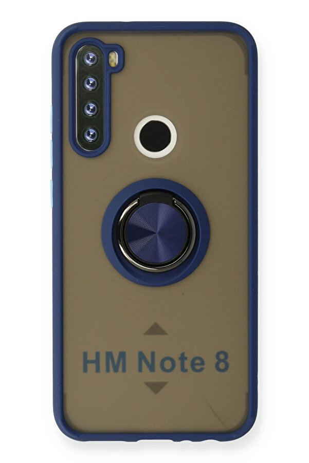 Buti̇k Harmonyaura Xi̇aomi̇ Redmi̇ Note 8 Kılıf Montreal Yüzüklü Si̇li̇kon Kapak - Laci̇vert