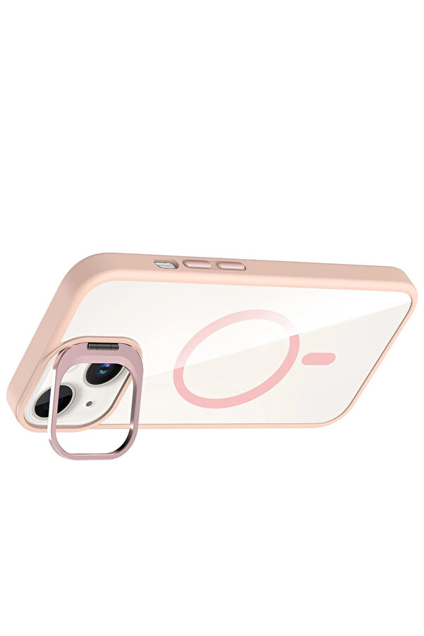Buti̇k Harmonyaura Apple İphone 14 Remi̇m Lensli̇ Magsafe Standlı Kapak - Pembe