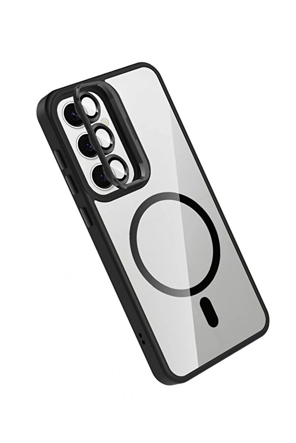 Harmonyaura Samsung Galaxy S24 Fe Remi̇m Lensli̇ Magsafe Standlı Kapak - Si̇yah