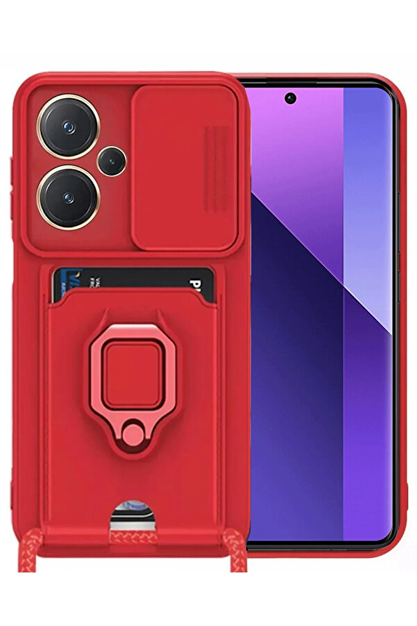 Buti̇k Harmonyaura Xi̇aomi̇ Redmi̇ Note 13 Pro Plus Kılıf Zuma Kartvi̇zi̇tli̇ Yüzüklü Si̇li̇kon - Kırmızı