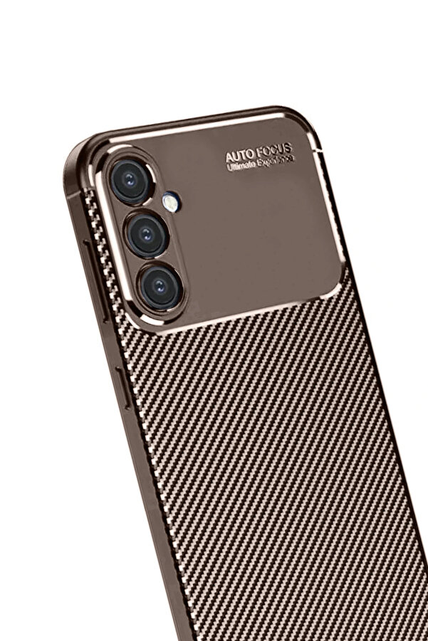 Buti̇k Harmonyaura Samsung Galaxy S24 Fe Kılıf Auto Focus Karbon Kapak - Kahverengi̇