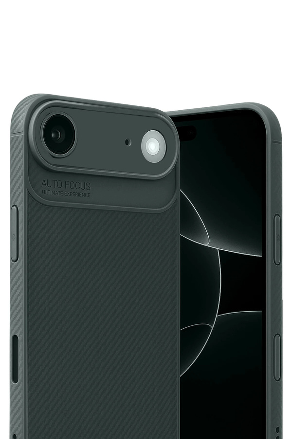 Buti̇k Harmonyaura Apple İphone 17 Ai̇r Auto Focus Karbon Kapak - Koyu Yeşi̇l