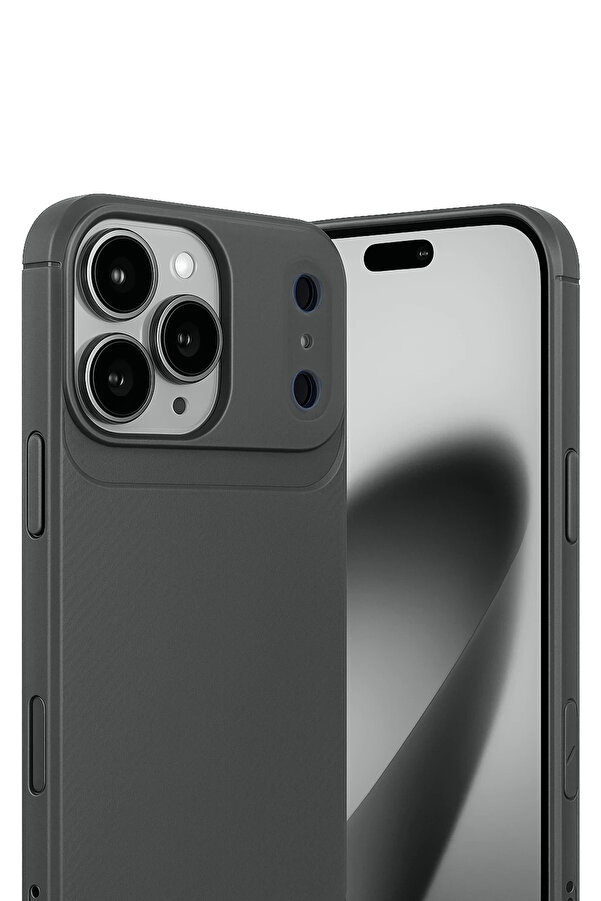 Buti̇k Harmonyaura Apple İphone 17 Pro Max Auto Focus Karbon Kapak - Gri̇
