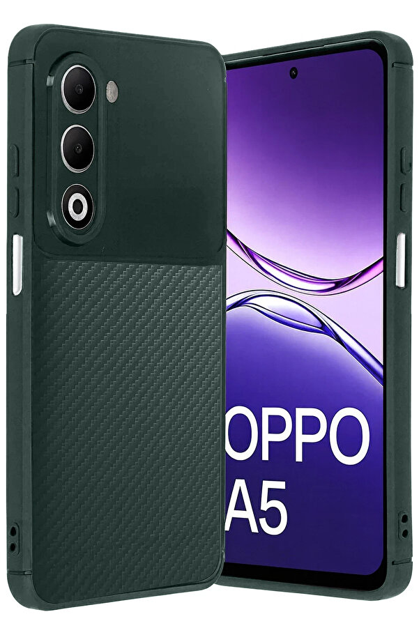 Buti̇k Harmonyaura Oppo A5 4G Auto Focus Karbon Kapak - Koyu Yeşi̇l