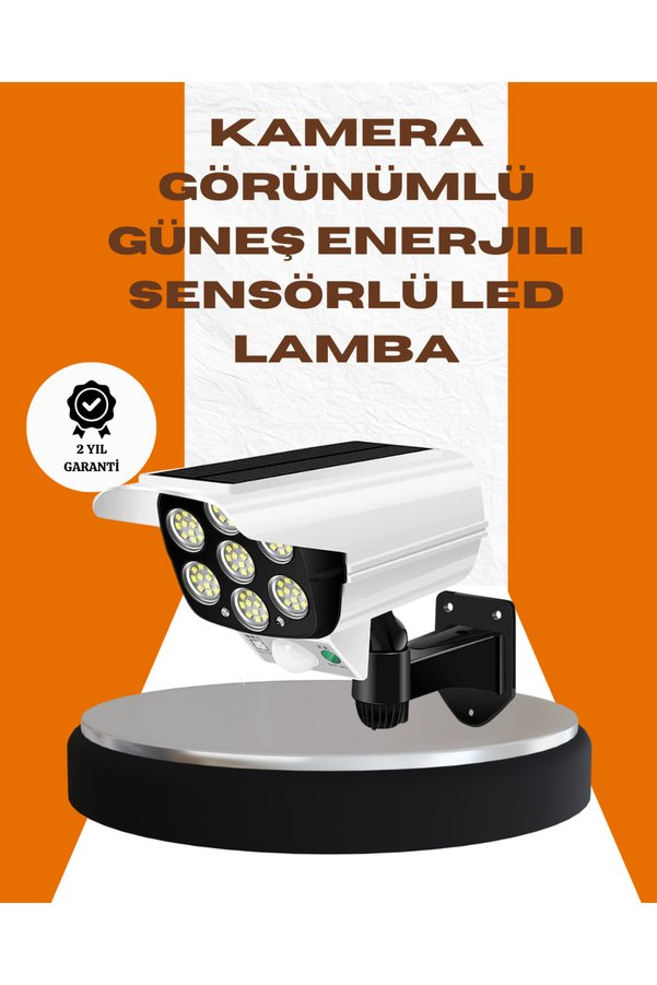 Home Solar Şarjlı Kamera Tasarımlı Led Duvar Lambası Hareket Sensörlü Dış Mekan Aydınlatma