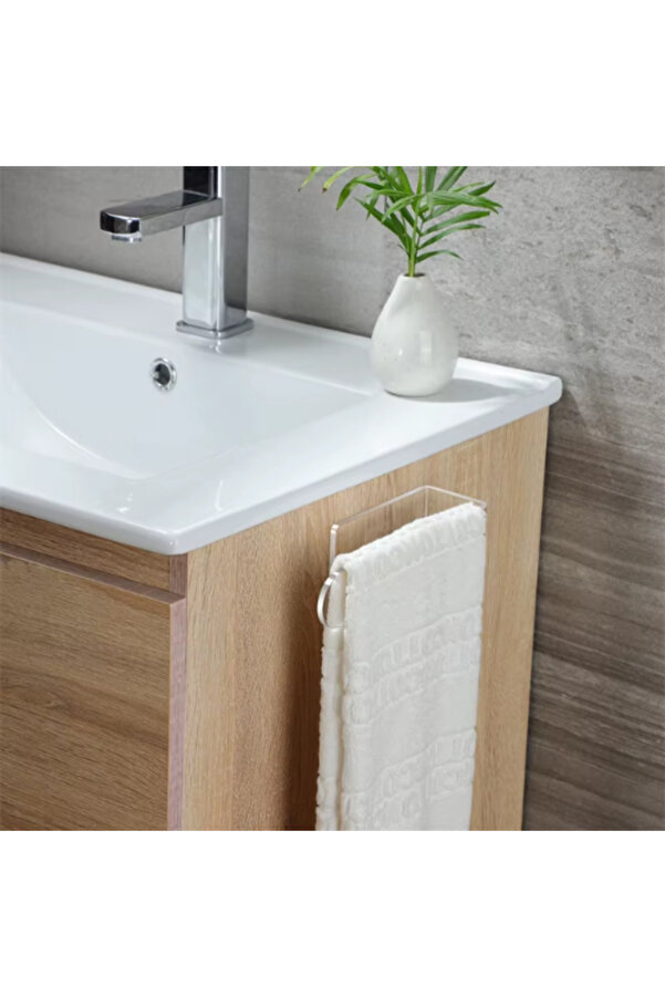 Evi̇mdeyokyok Akri̇li̇k 8Mm Şeffaf Pleksi̇glas Havlu, Kağıt Rulo Havluluk, Peçeteli̇k, Yapışkanlı Tasarım, Banyo Askısı