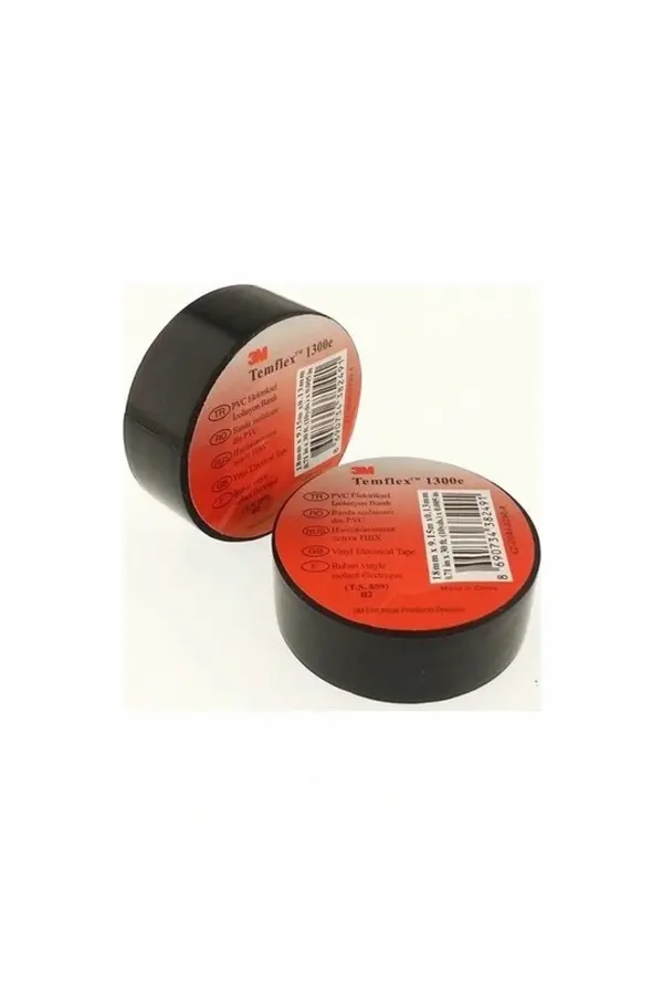 3M Temflex 1300E Si̇yah 10 Lu Paket Pvc İzole Bant 0.13X19X0.13Mm