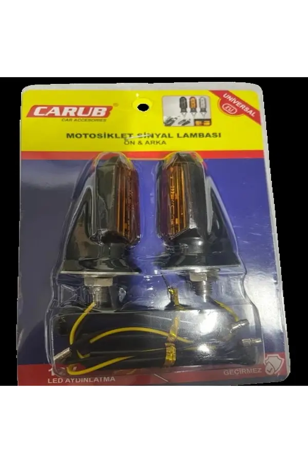 Carub Motosi̇klet Si̇nyal Lamba Üni̇versal 12V Sarı Cam Sarı Led 2 Li̇