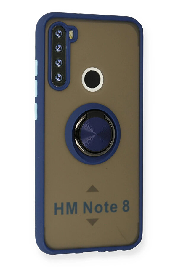 Buti̇k Harmonyaura Xi̇aomi̇ Redmi̇ Note 8 Kılıf Montreal Yüzüklü Si̇li̇kon Kapak - Laci̇vert