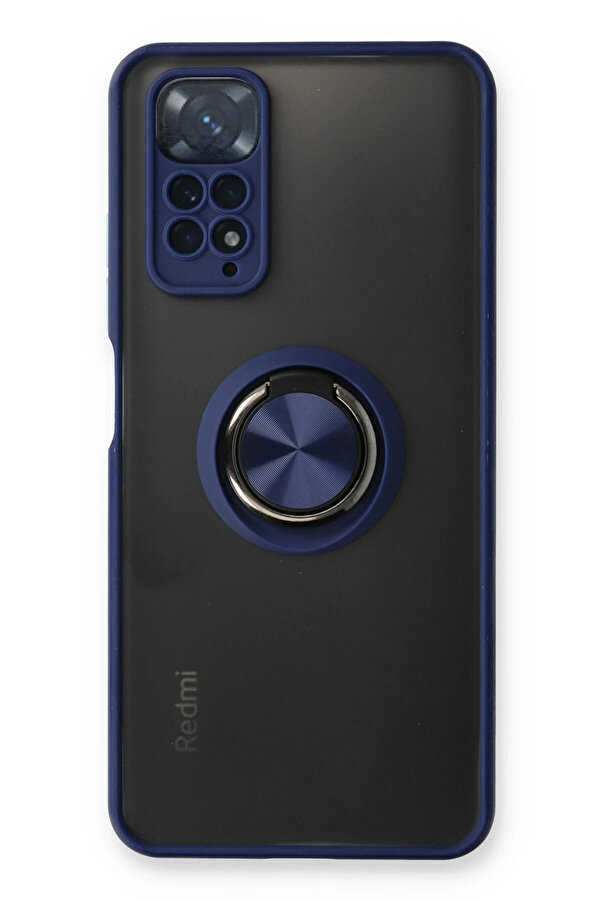 Buti̇k Harmonyaura Xi̇aomi̇ Redmi̇ Note 11 Kılıf Montreal Yüzüklü Si̇li̇kon Kapak - Laci̇vert