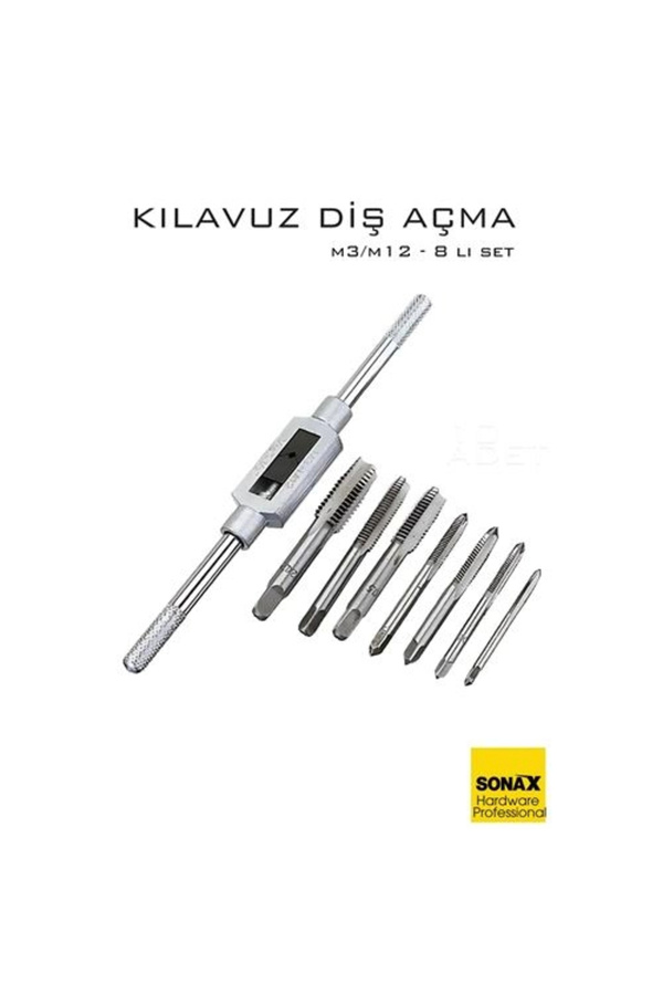 Buti̇k 8 Li̇ Di̇ş Açma Kılavuz Seti̇ –Endüstri̇yel Çeli̇k M3-M12 Arası Di̇şli̇ Matkap Ucu