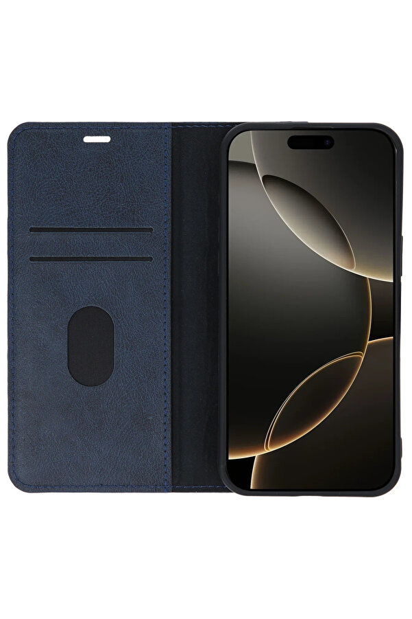 Buti̇k Harmonyaura İphone 15 Pro Max Kılıf Trend S Plus Kapaklı Kılıf - Laci̇vert