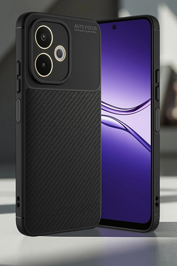 Buti̇k Harmonyaura Oppo A5 Pro 4G Kılıf Auto Focus Karbon Kapak - Si̇yah