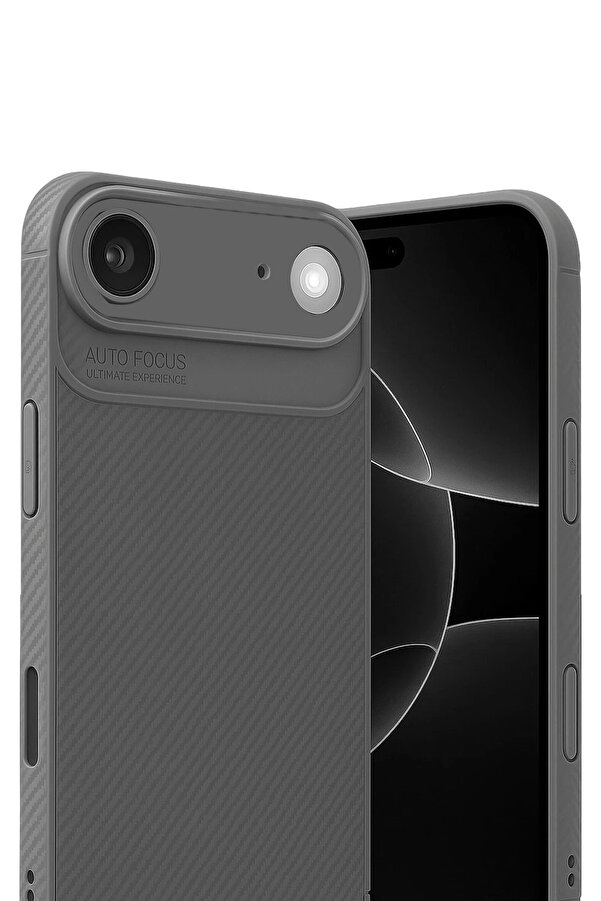 Buti̇k Harmonyaura Apple İphone 17 Ai̇r Auto Focus Karbon Kapak - Gri̇