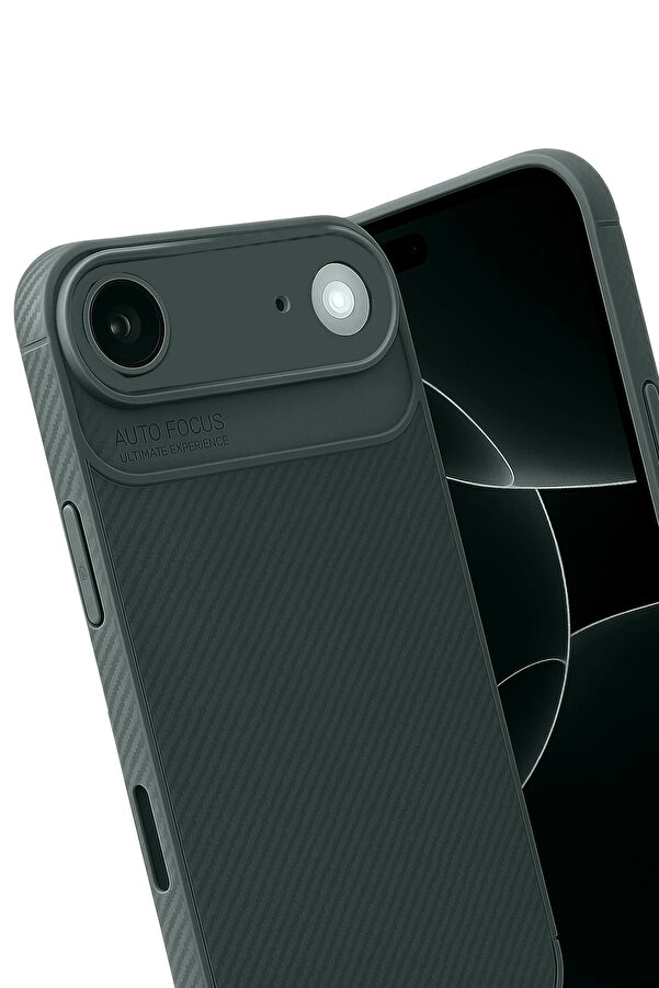 Buti̇k Harmonyaura Apple İphone 17 Ai̇r Auto Focus Karbon Kapak - Koyu Yeşi̇l