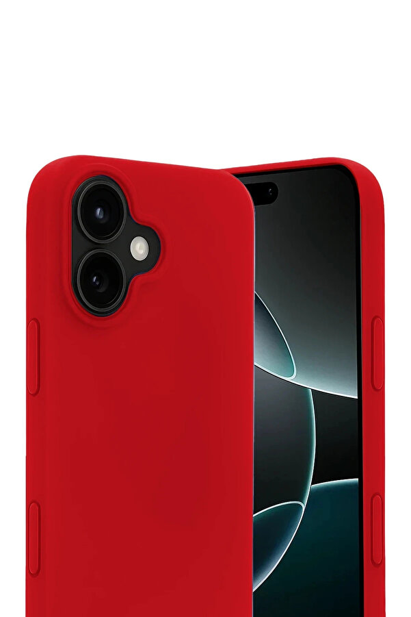Buti̇k Harmonyaura Apple İphone 17 Nano İçi̇ Kadi̇fe Si̇li̇kon - Kırmızı