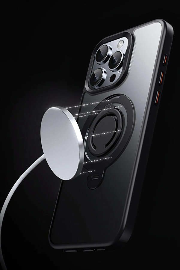 Buti̇k Harmonyaura İphone 15 Pro Max Avatar 360 Dönen Magsafe Kapak - Ti̇tan Gri̇