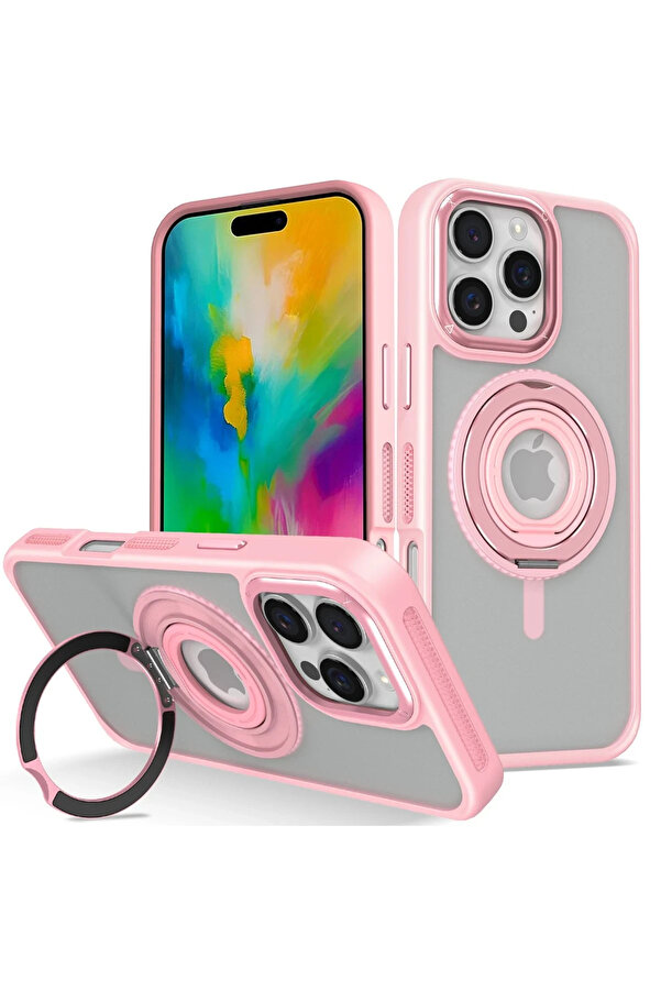Buti̇k Harmonyaura İphone 16 Pro Max Banza Magsafe Standlı Kapak - Pembe