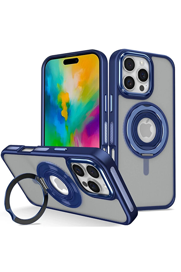 Buti̇k Harmonyaura İphone 16 Pro Max Banza Magsafe Standlı Kapak - Laci̇vert