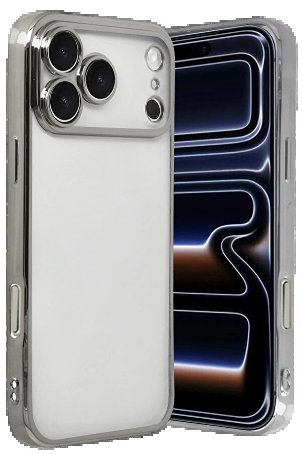 Buti̇k Apple İphone 17 Pro Max Lensli̇ Si̇li̇kon - Gümüş-(5796)