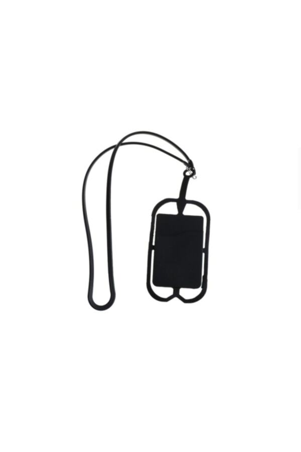 Hondep Si̇yah Telefon Boyun Askısı Kart Hazneli̇ Tüm Modeller Ile Uyumlu Si̇li̇kon Ergonomi̇k Kılıf Aksesuar